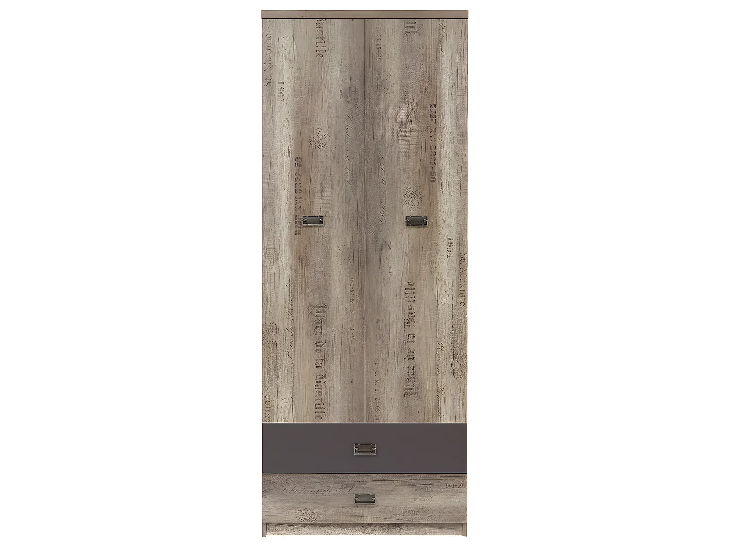 Armadio 2 ante 2 cassetti Abel marrone e grigio 205cm