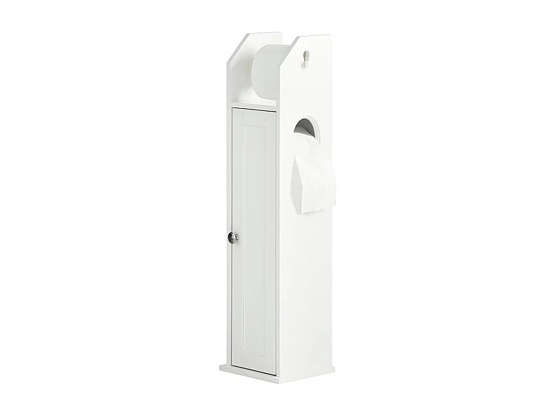 Support Papier Toilette Armoir Porte-papier Toilettes Porte Brosse Wc En Bois - Blanc, Frg135-w