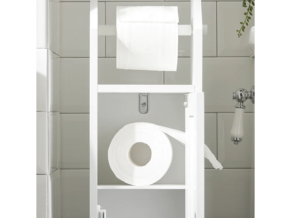 SoBuy FRG135-W Toiletrolhouder Vrijstaand Badkamermeubel Toiletborstel Wit