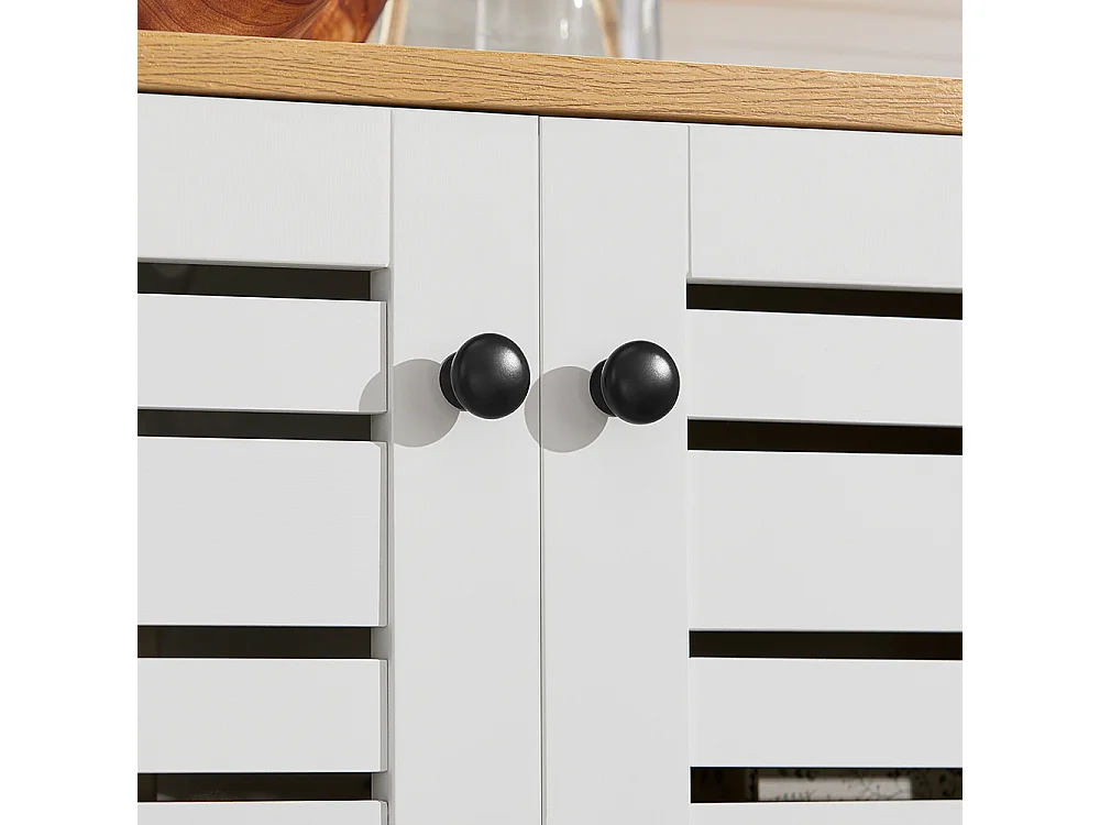 Meuble Bas Placard De Rangement Armoire Meuble De Salle De Bain Avec 2 Portes Persiennes, BZr41-w