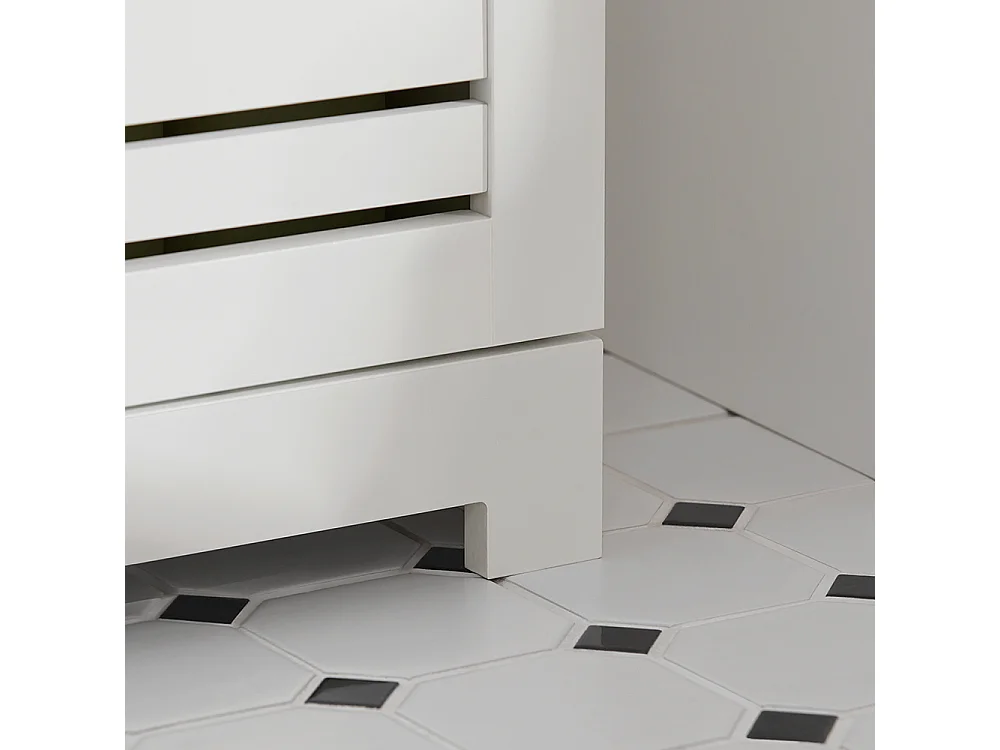 Meuble Bas Placard De Rangement Armoire Meuble De Salle De Bain Avec 2 Portes Persiennes, BZr41-w