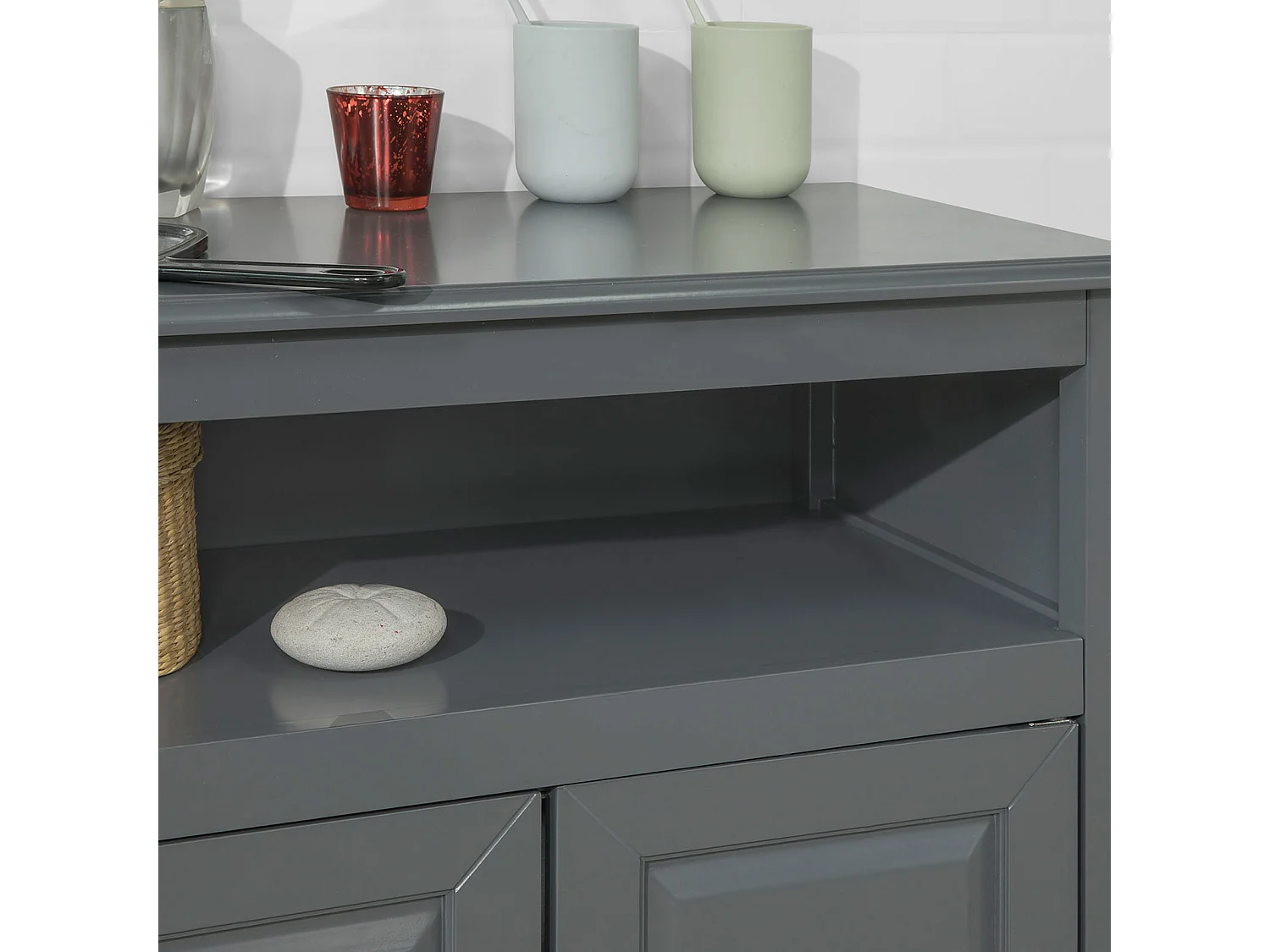 SoBuy FRG204-DG Badkamer Dressoir Badkamermeubel Kolomkast Badkamerkast - donkergrijs