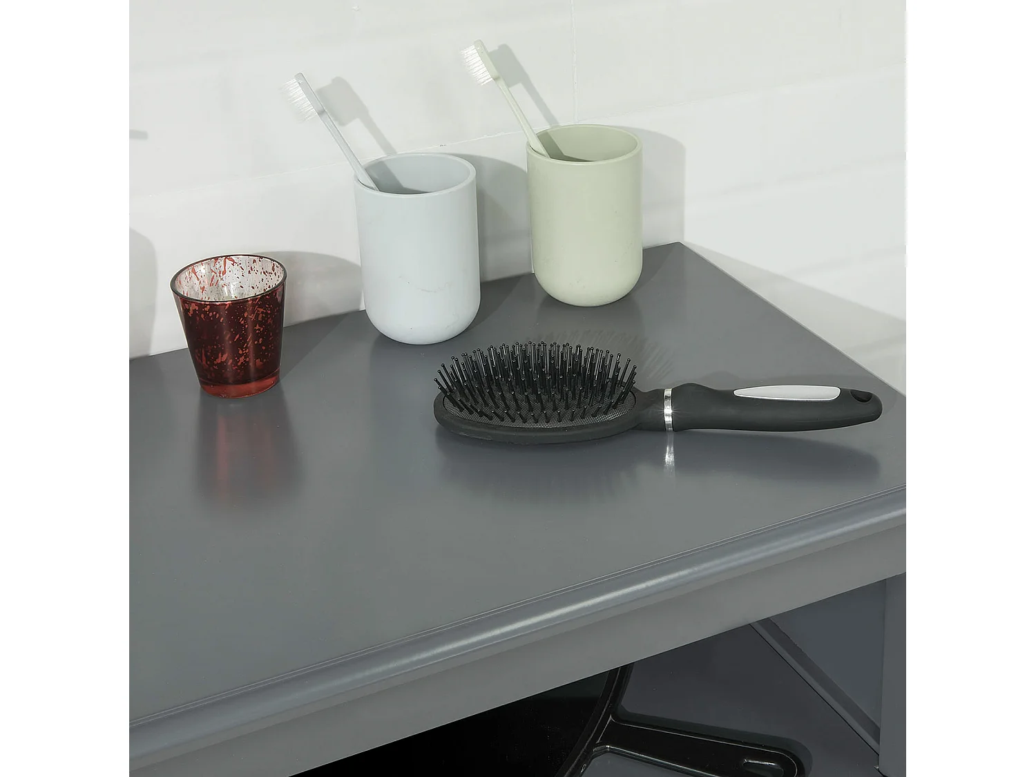 SoBuy FRG204-DG Badkamer Dressoir Badkamermeubel Kolomkast Badkamerkast - donkergrijs