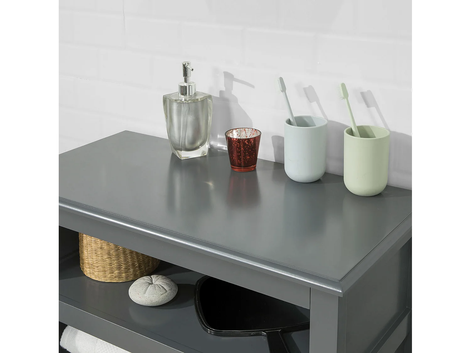 SoBuy FRG204-DG Badkamer Dressoir Badkamermeubel Kolomkast Badkamerkast - donkergrijs