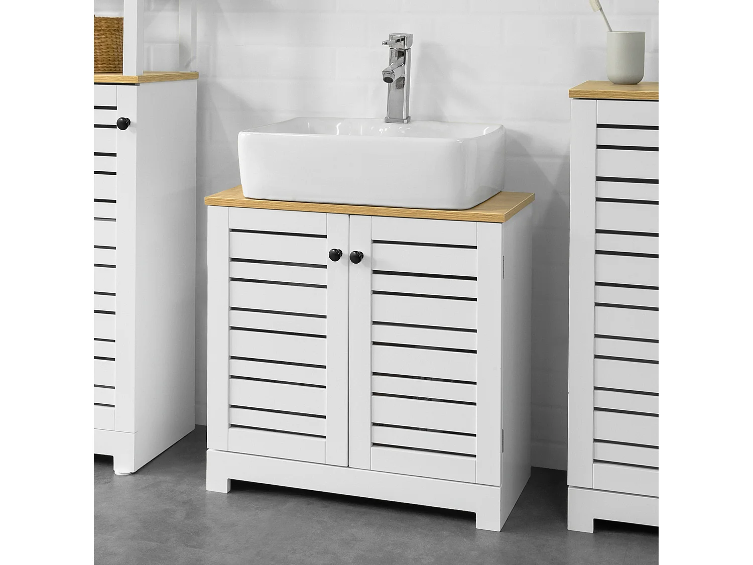 SoBuy armário de banheiro, Armário de banheiro sob a pia, Armário de lavagem BZR40-W