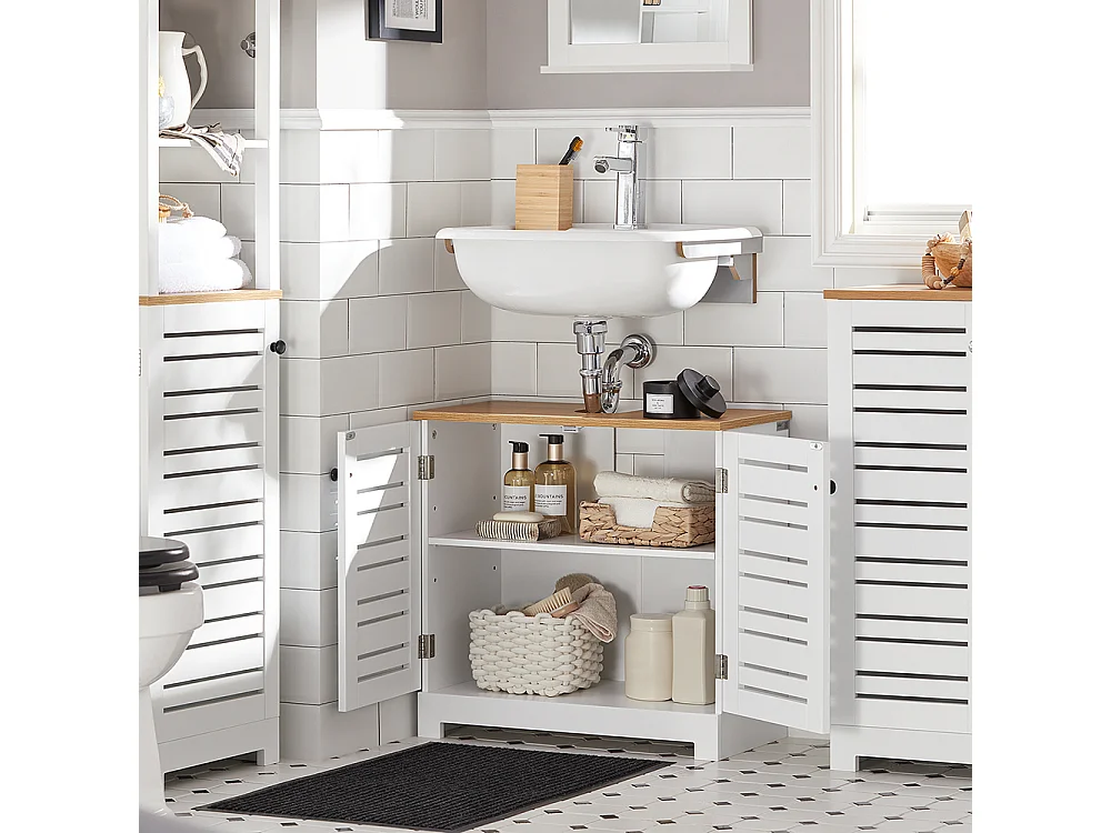 SoBuy armário de banheiro, Armário de banheiro sob a pia, Armário de lavagem BZR40-W