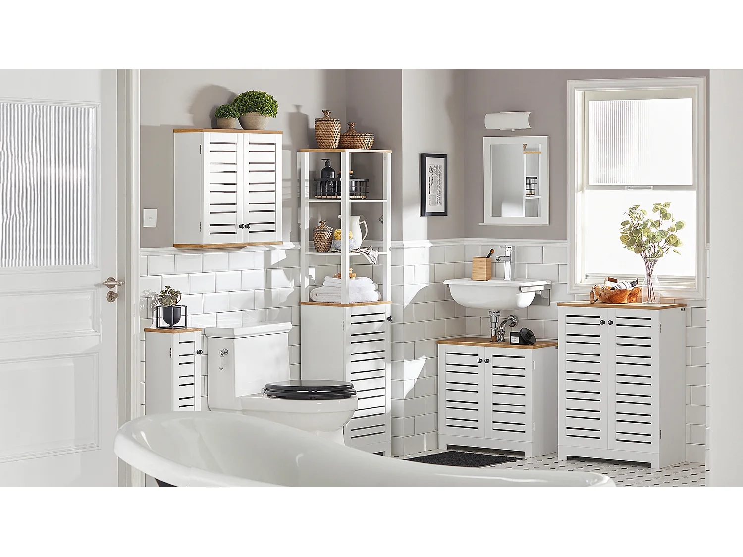 SoBuy armário de banheiro, Armário de banheiro sob a pia, Armário de lavagem BZR40-W