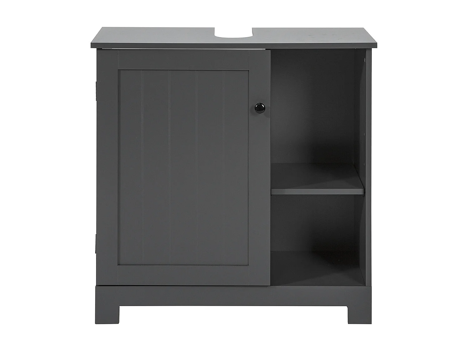 SoBuy BZR38-DG Wastafelmeubel Onderbouw of wastafel Wastafelmeubel met 1 deur en 2 verwijderbare vochtbestendige planken 60 x 30 x 60 cm - Donkergrijs