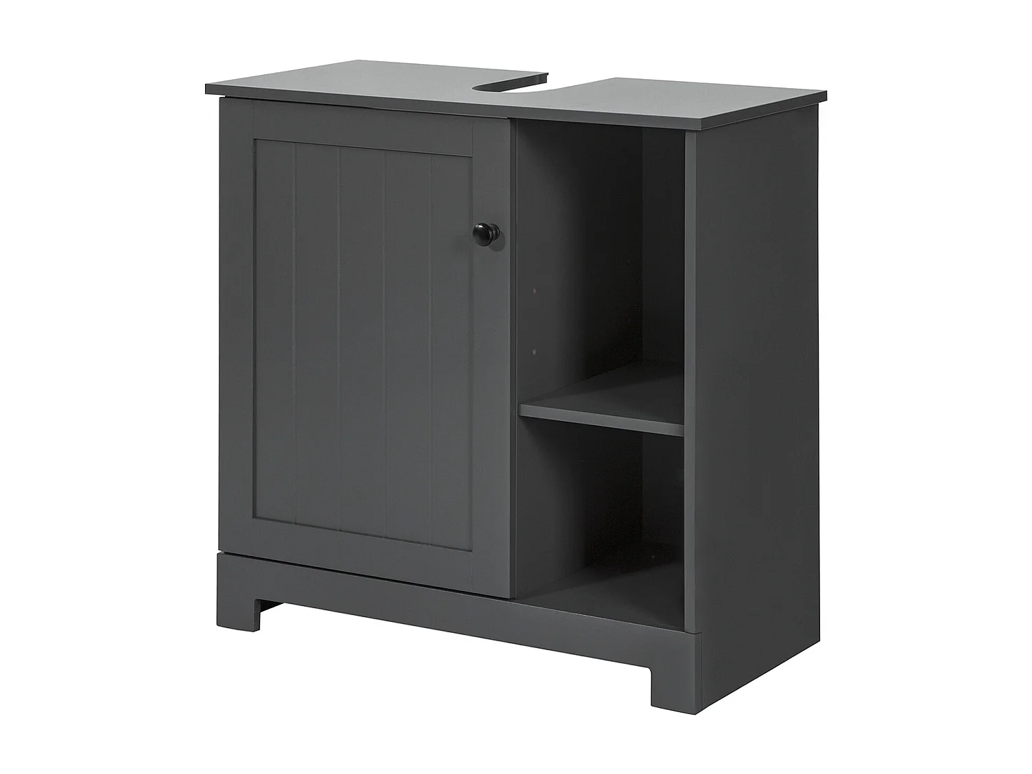 SoBuy BZR38-DG Wastafelmeubel Onderbouw of wastafel Wastafelmeubel met 1 deur en 2 verwijderbare vochtbestendige planken 60 x 30 x 60 cm - Donkergrijs