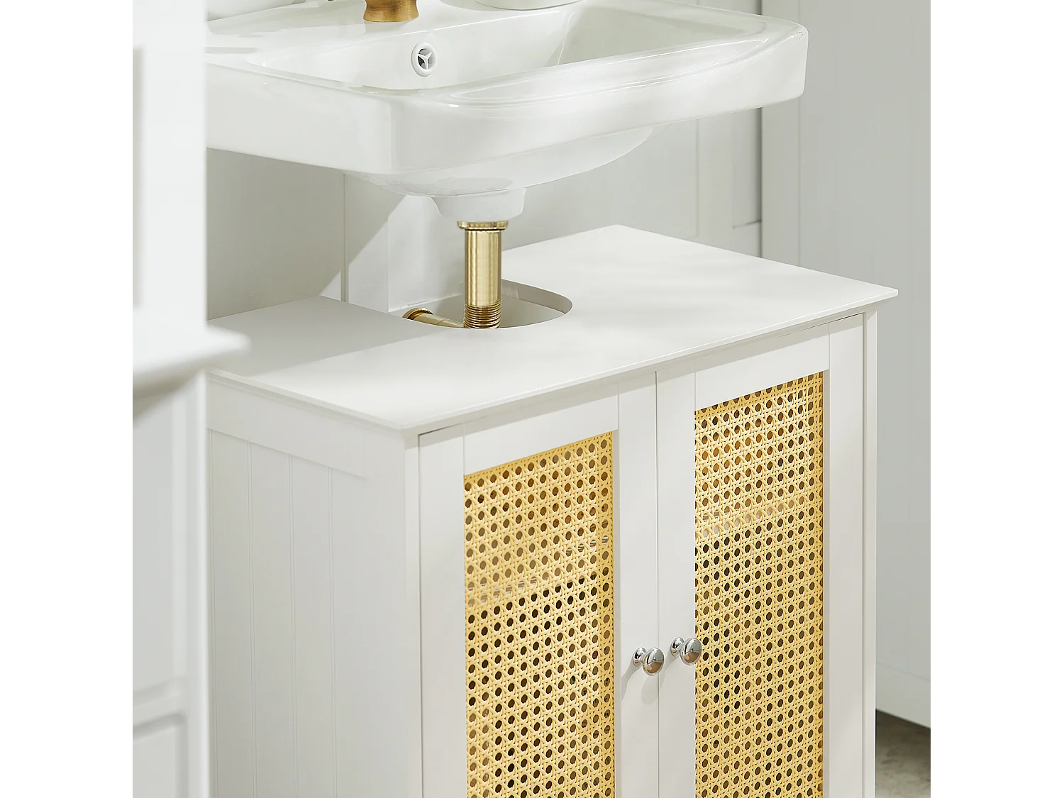 Meuble Sous-lavabo Meuble Sous-vasque Meuble De Rangement De Salle De Bain, BZr72-w