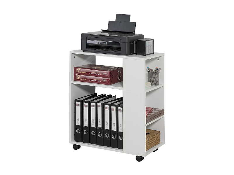 SoBuy FBT68-W Printertafel op zwenkwielen Bijzettafel bijzetwagen documentwagen - Wit