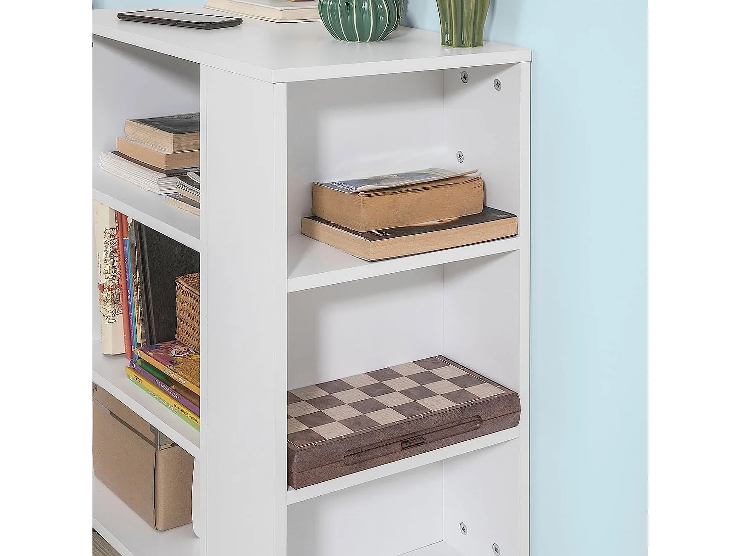 SoBuy Tavolino Salotto con Ruote,Porta Stampante, Bianco,Altezza 75 cm, FBT68-