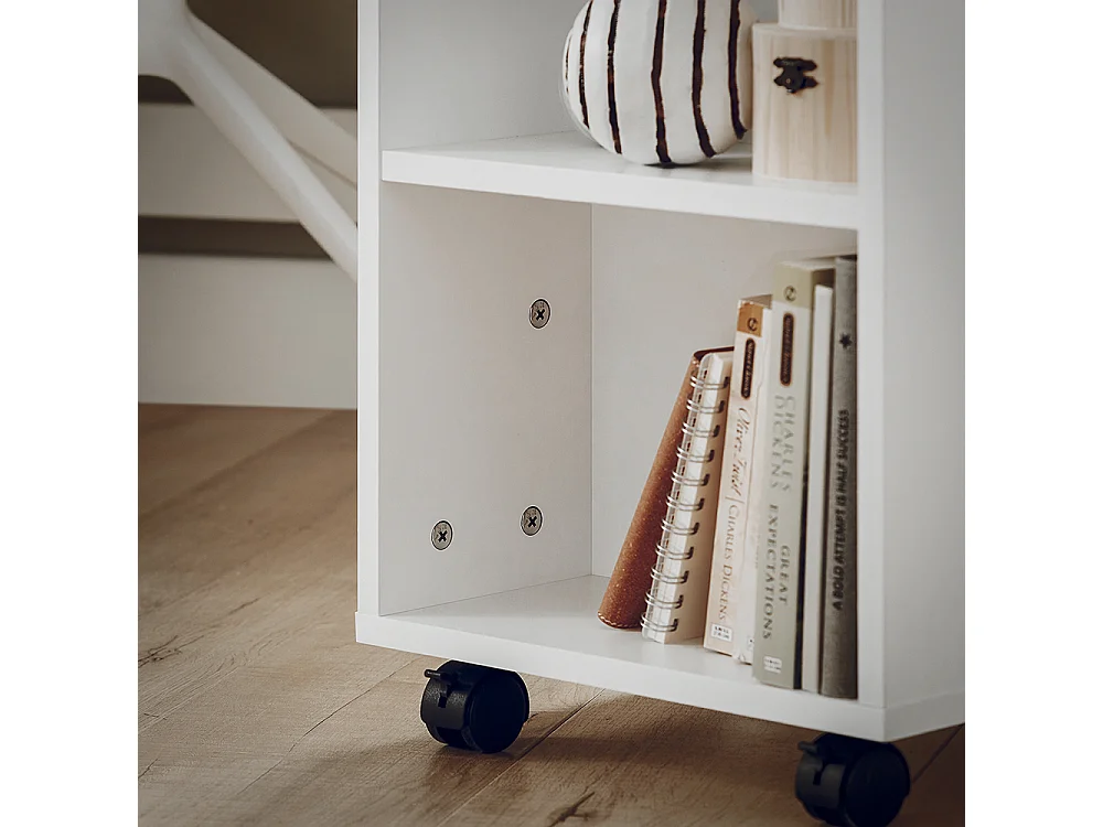 SoBuy Tavolino Salotto con Ruote,Porta Stampante, Bianco,Altezza 75 cm, FBT68-