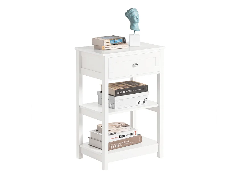 SoBuy Tavolino da divano, tavolino da salotto o soggiorno, con cassetto,Bianco FBT46-W