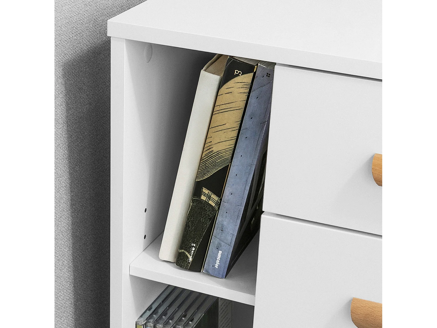 SoBuy FBT95-W Side Table End of Sofa Nachtkastje Nachtkastje met 3 lades en 2 opbergplanken