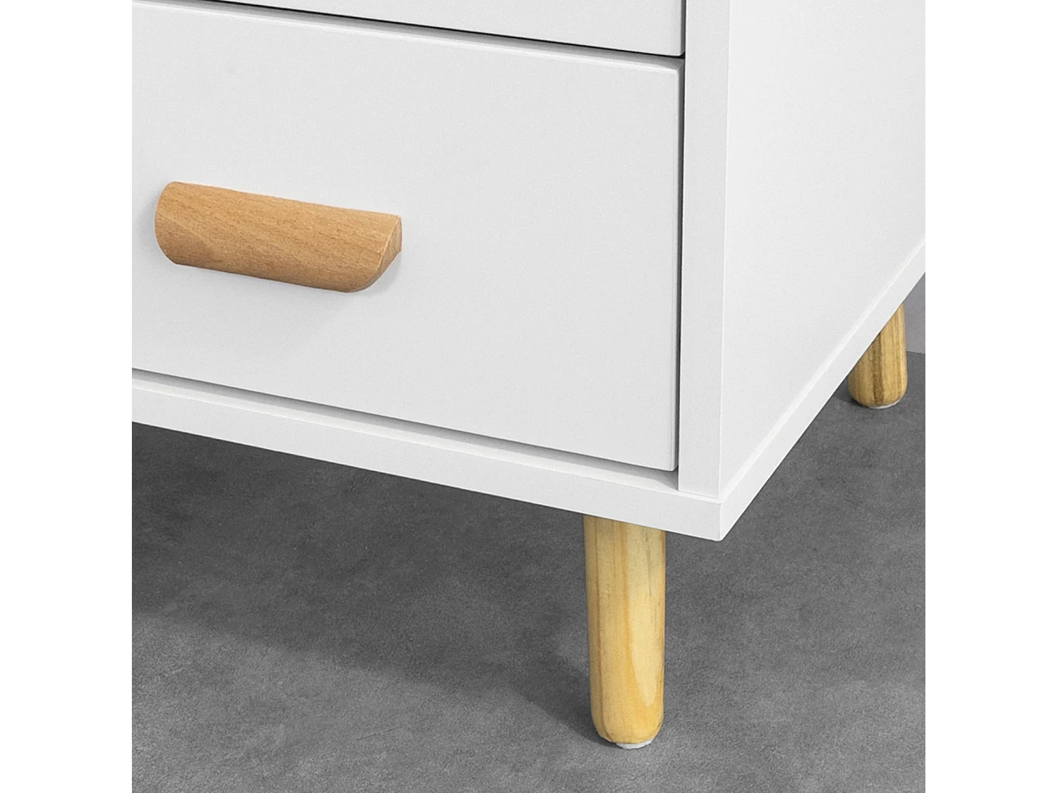 SoBuy FBT95-W Side Table End of Sofa Nachtkastje Nachtkastje met 3 lades en 2 opbergplanken