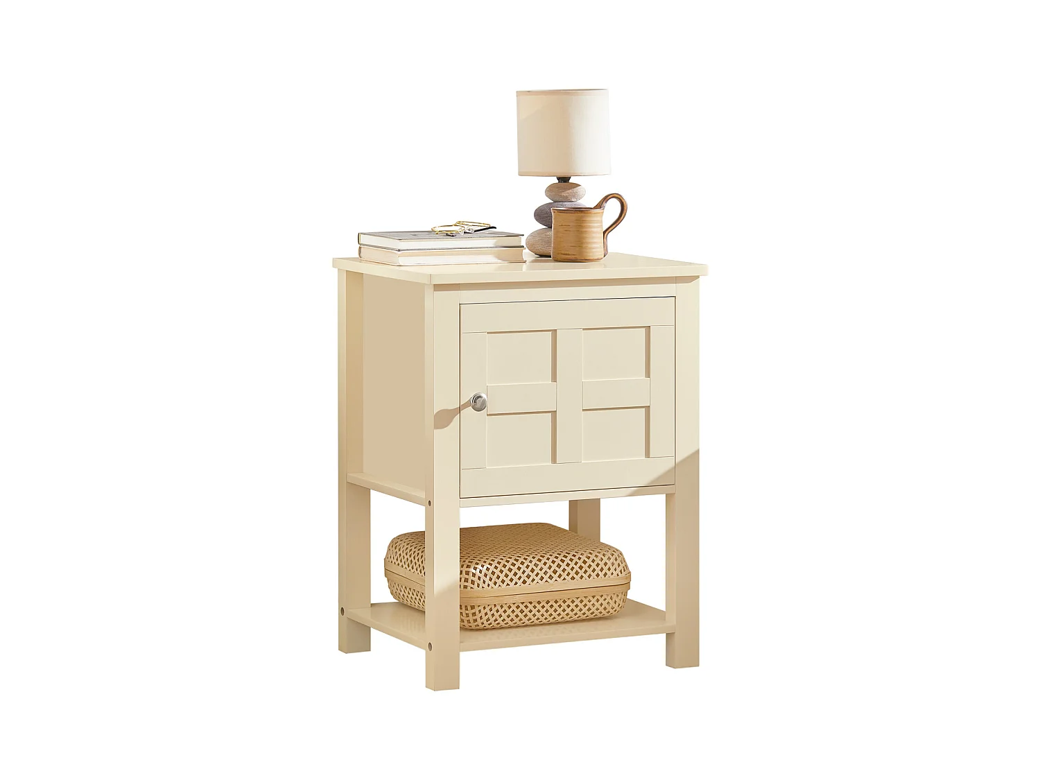 SoBuy FBT113-MI Nachtkastje, Bijzettafel, Lage Tafel, Opbergtafel met 1 Deur en 1 Opbergplank voor Slaapkamer, Woonkamer of Kantoor