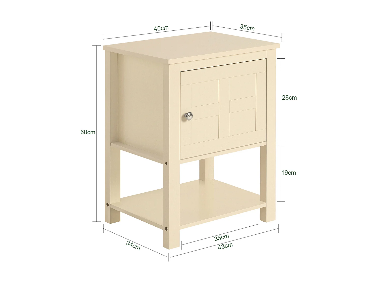 SoBuy FBT113-MI Nachtkastje, Bijzettafel, Lage Tafel, Opbergtafel met 1 Deur en 1 Opbergplank voor Slaapkamer, Woonkamer of Kantoor