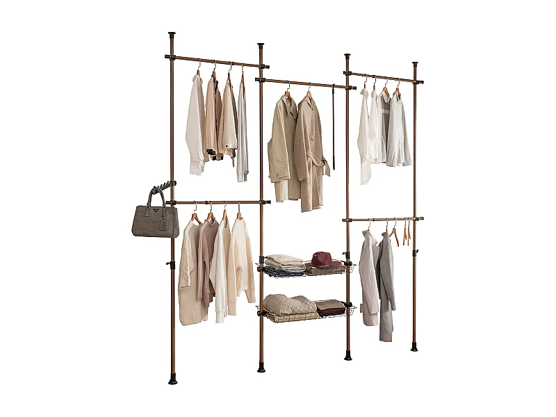 SoBuy KLS04-BR TÃ©lescopique Garde-Robe SystÃ¨me de Penderie TÃ©lescopique met 5 Barres Portant de VÃªtement
