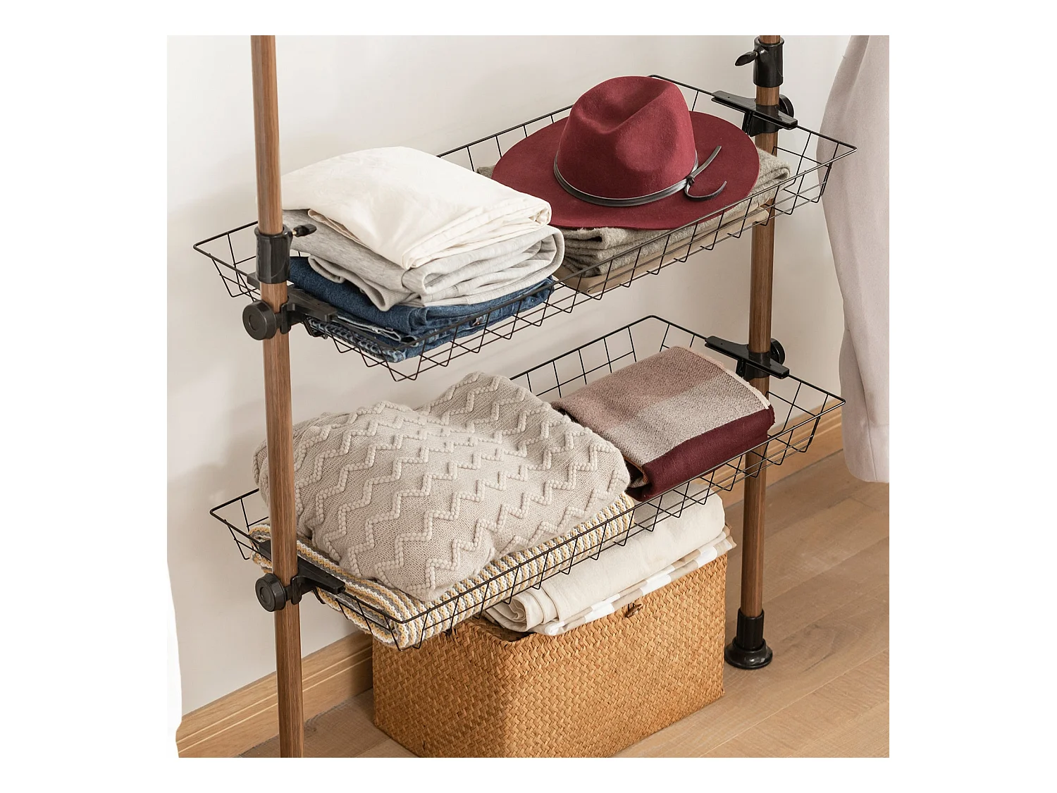 SoBuy Cabina Armadio Guardaroba componibile, Altezza e Lunghezza Regolabile Altezza :200-270 cm Marrone KLS04-BR