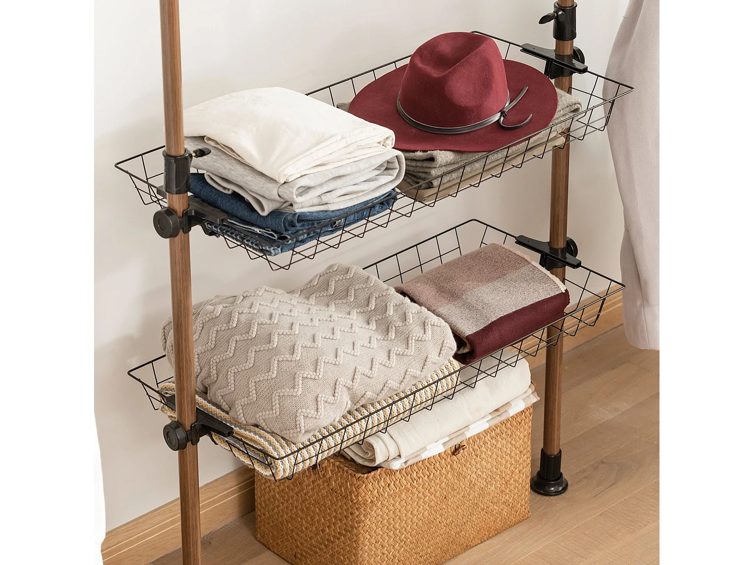 SoBuy Cabina Armadio Guardaroba componibile, Altezza e Lunghezza Regolabile Altezza :200-270 cm Marrone KLS04-BR