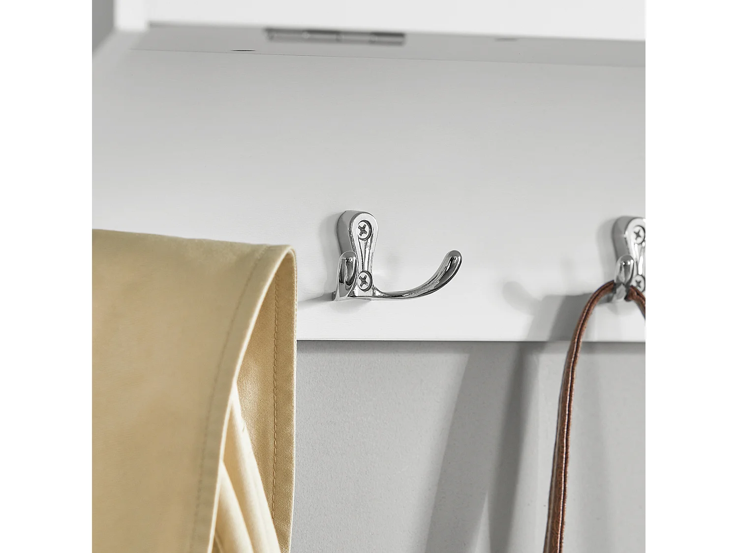 Portemanteau Mural Portant À Vêtements Étagère Murale Avec 2 Portes Et 5 Crochets Doubles, Fhk24-w