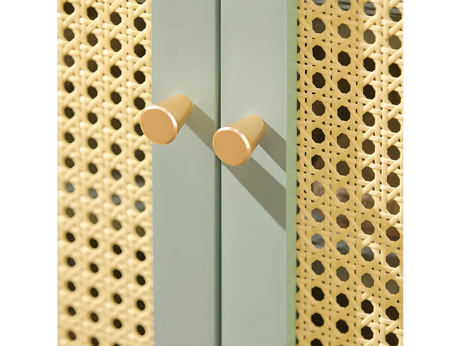 SoBuy FSB72-GR Schoenenkast, Schoenen Opbergkast, Schoenenrek, Bijzetkast, Schoenencommode met 4 Lades en 2 Deuren in Ploy Rattan