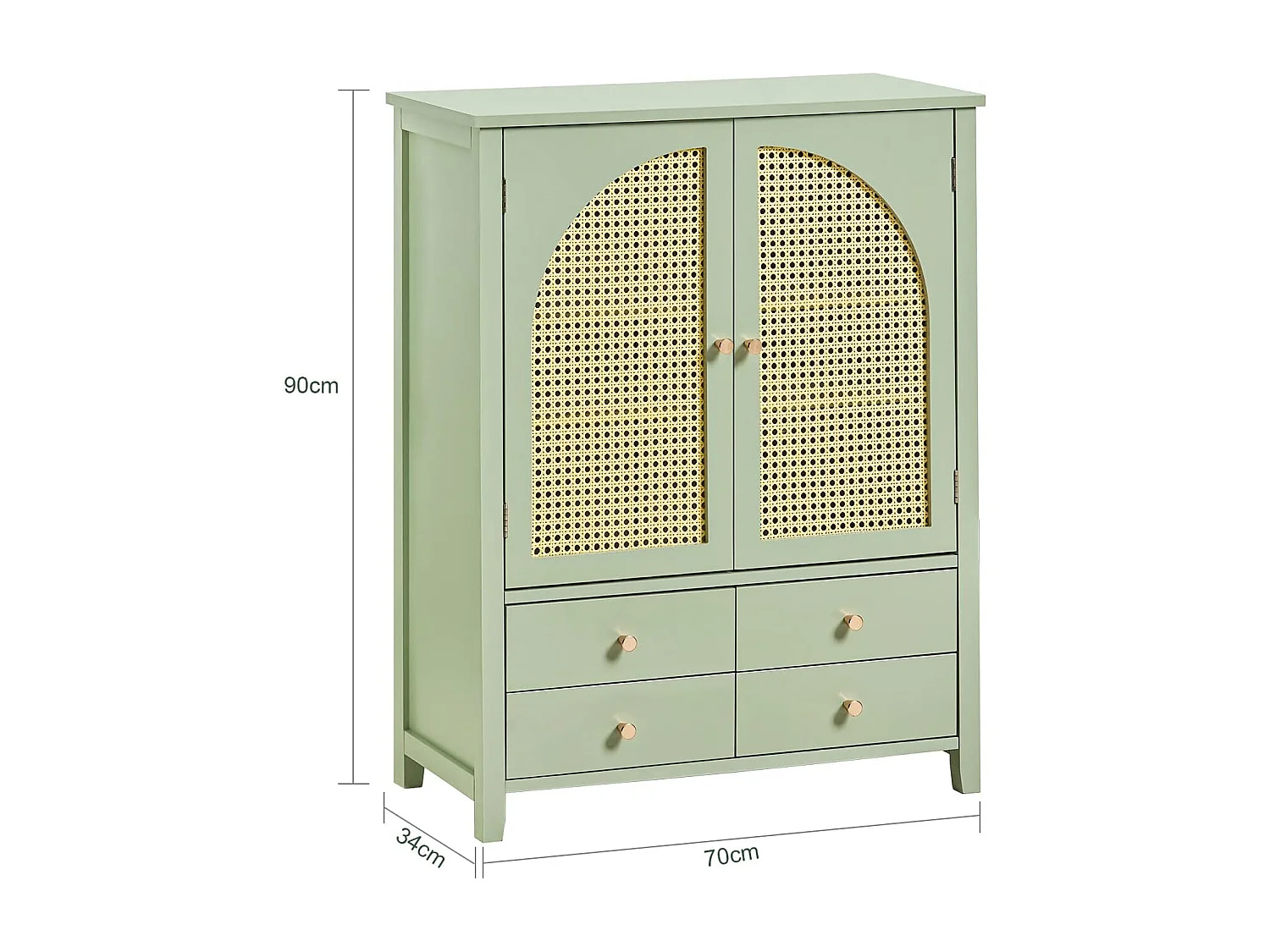 Meuble D'entrée, Meuble De Rangement, Armoire À Chaussures, Armoire Latérale, Buffet Vert, Fsb72-gr