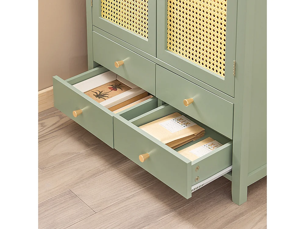 Meuble D'entrée, Meuble De Rangement, Armoire À Chaussures, Armoire Latérale, Buffet Vert, Fsb72-gr