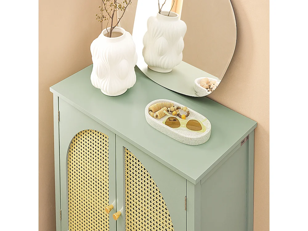 Meuble D'entrée, Meuble De Rangement, Armoire À Chaussures, Armoire Latérale, Buffet Vert, Fsb72-gr