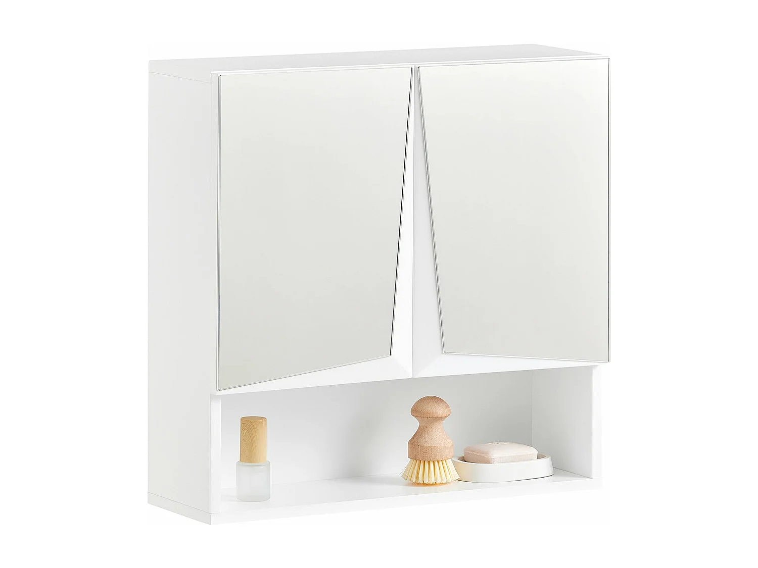 Meuble Haut De Salle De Bain Meuble Mural, 2 Portes Et Miroirs 1 Compartiment 3 Niveaux, BZr94-w