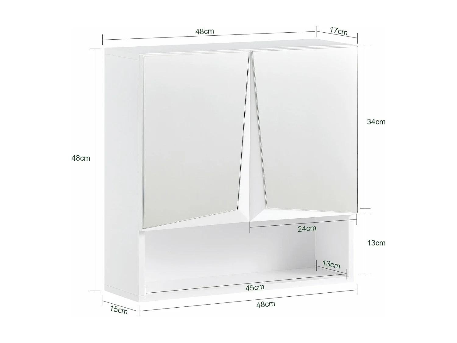 Meuble Haut De Salle De Bain Meuble Mural, 2 Portes Et Miroirs 1 Compartiment 3 Niveaux, BZr94-w