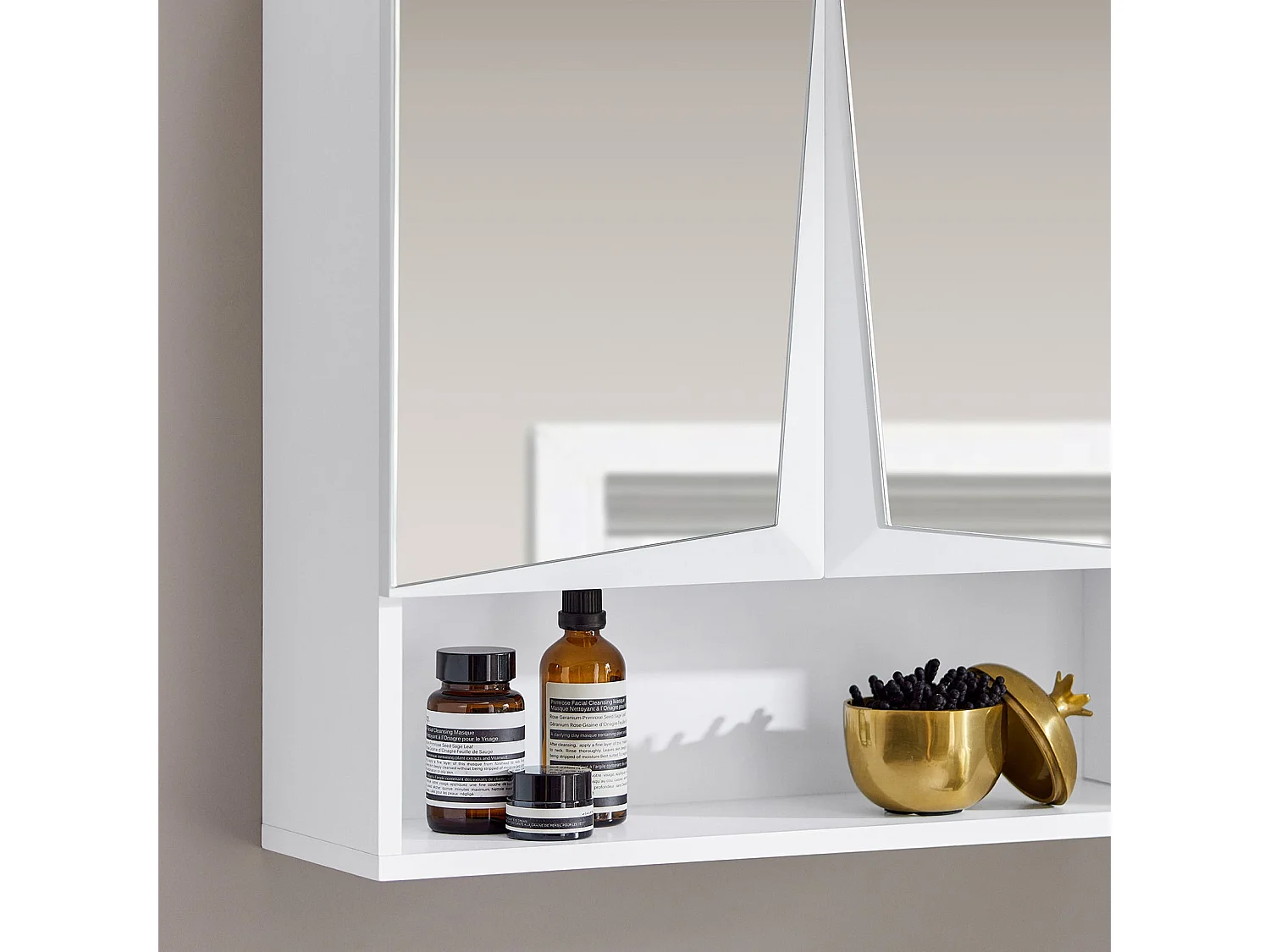 Meuble Haut De Salle De Bain Meuble Mural, 2 Portes Et Miroirs 1 Compartiment 3 Niveaux, BZr94-w