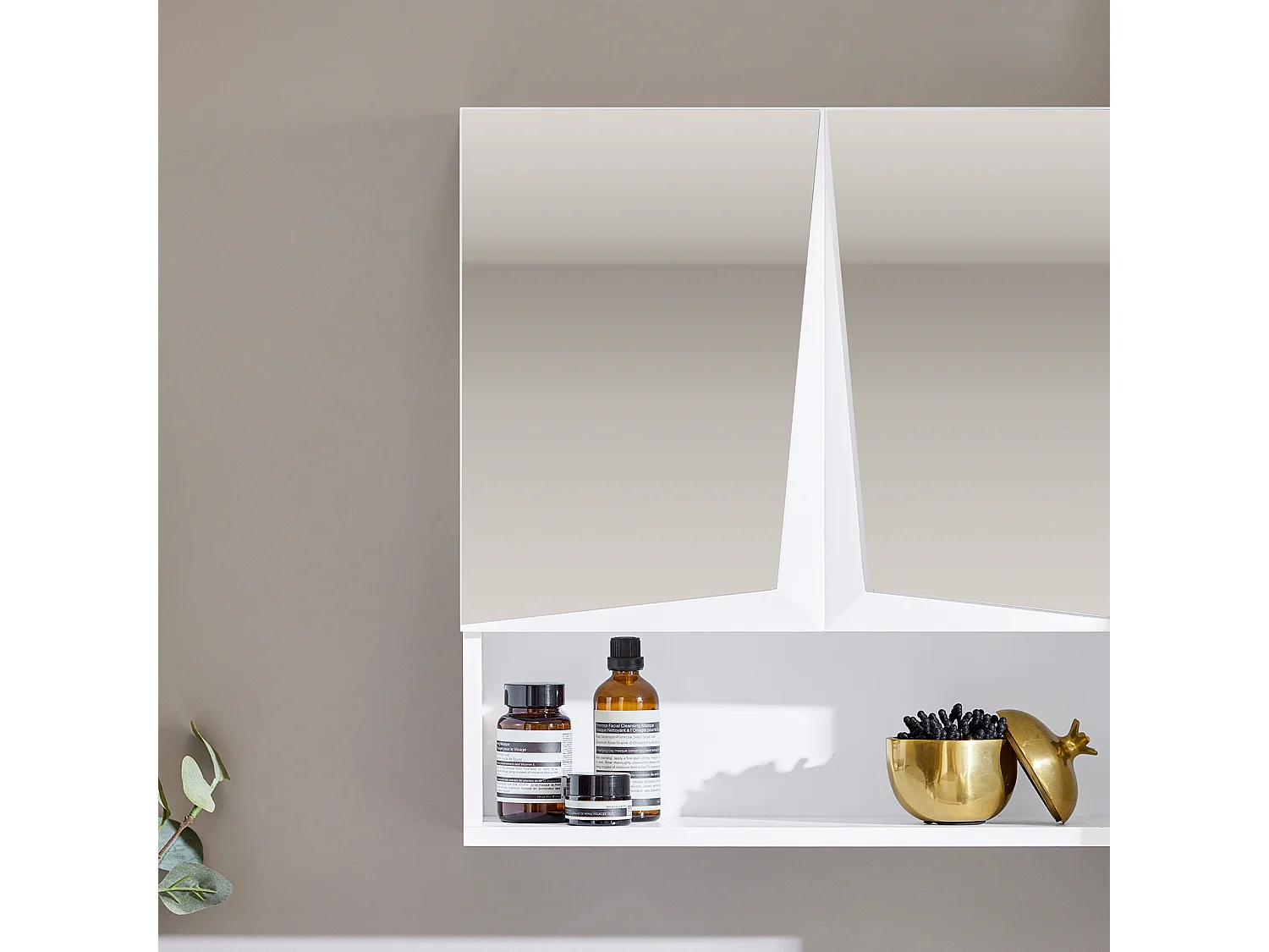 Meuble Haut De Salle De Bain Meuble Mural, 2 Portes Et Miroirs 1 Compartiment 3 Niveaux, BZr94-w