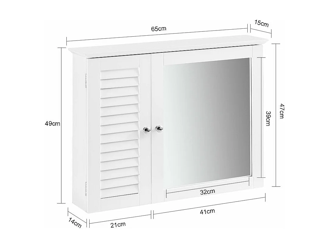 Spiegelschrank BZR55-W 65 x 49 x 15 cm Weiß
