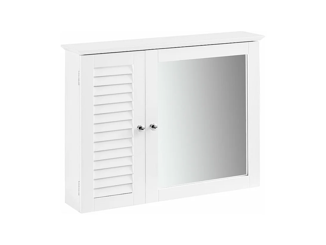 Armoire Miroir Meuble De Salle De Bain Avec Porte Meuble De Rangement Mural, BZr55-w