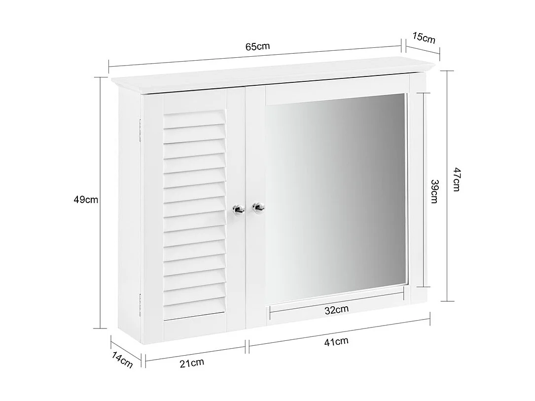 Armoire Miroir Meuble De Salle De Bain Avec Porte Meuble De Rangement Mural, BZr55-w
