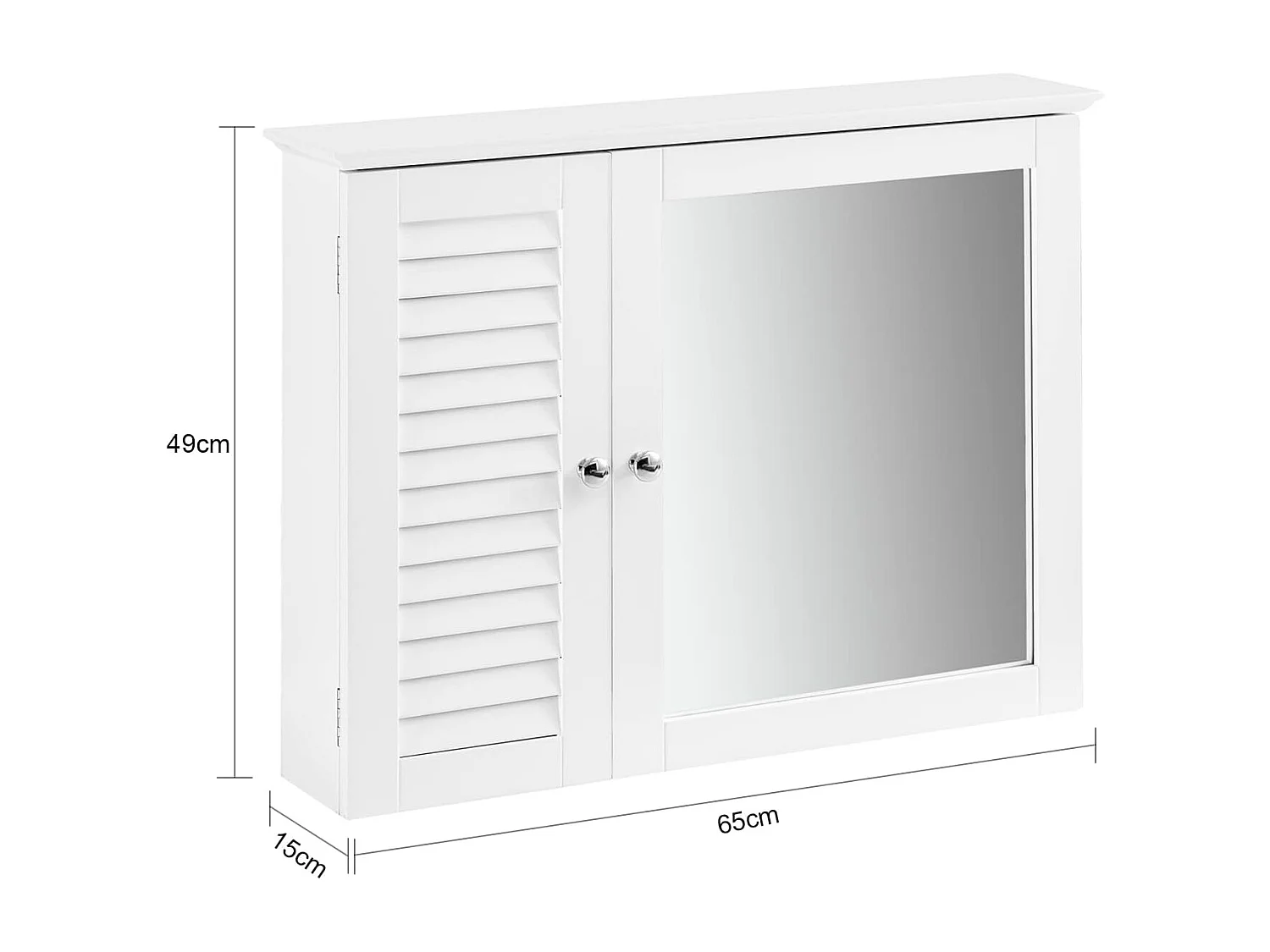 Armoire Miroir Meuble De Salle De Bain Avec Porte Meuble De Rangement Mural, BZr55-w