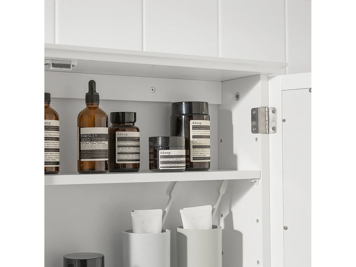 Armoire Miroir Meuble De Salle De Bain Avec Porte Meuble De Rangement Mural, BZr55-w