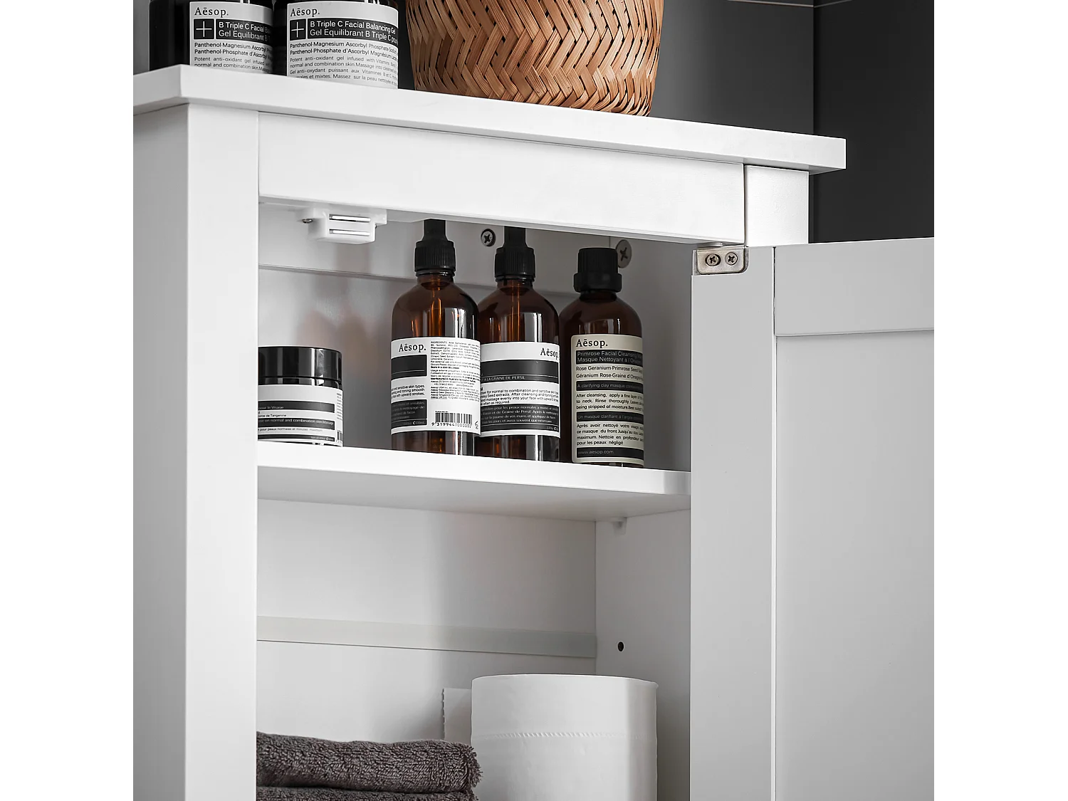 Meuble Haut De Salle De Bain - 1 Porte Placard Commode Meuble De Rangement Mural, Frg203-w