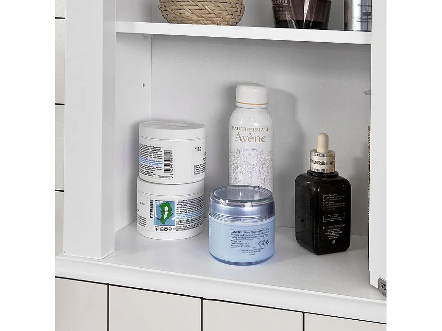 Meuble Haut De Salle De Bain - 1 Porte Placard Commode Meuble De Rangement Mural, Frg203-w