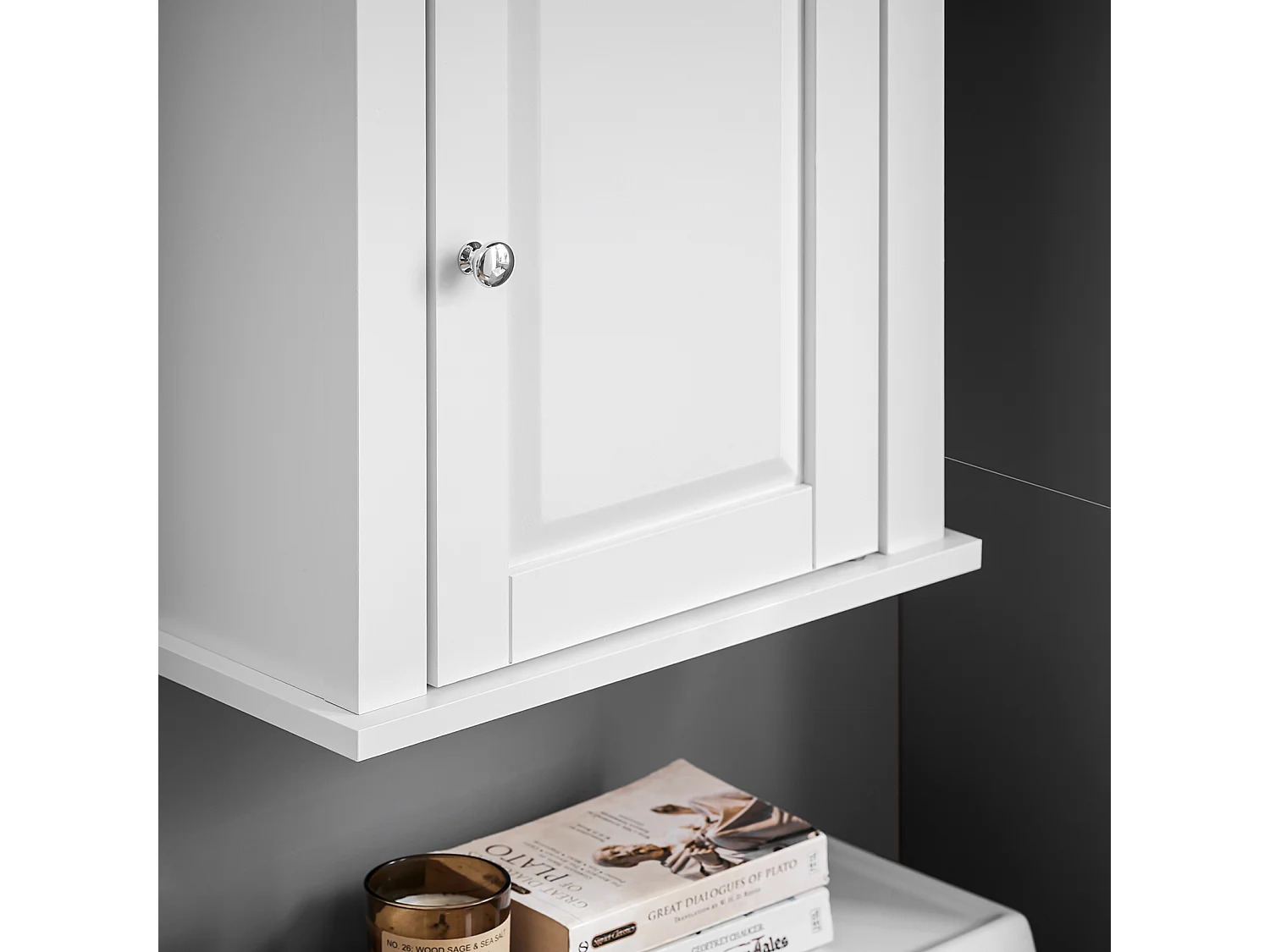 Meuble Haut De Salle De Bain - 1 Porte Placard Commode Meuble De Rangement Mural, Frg203-w