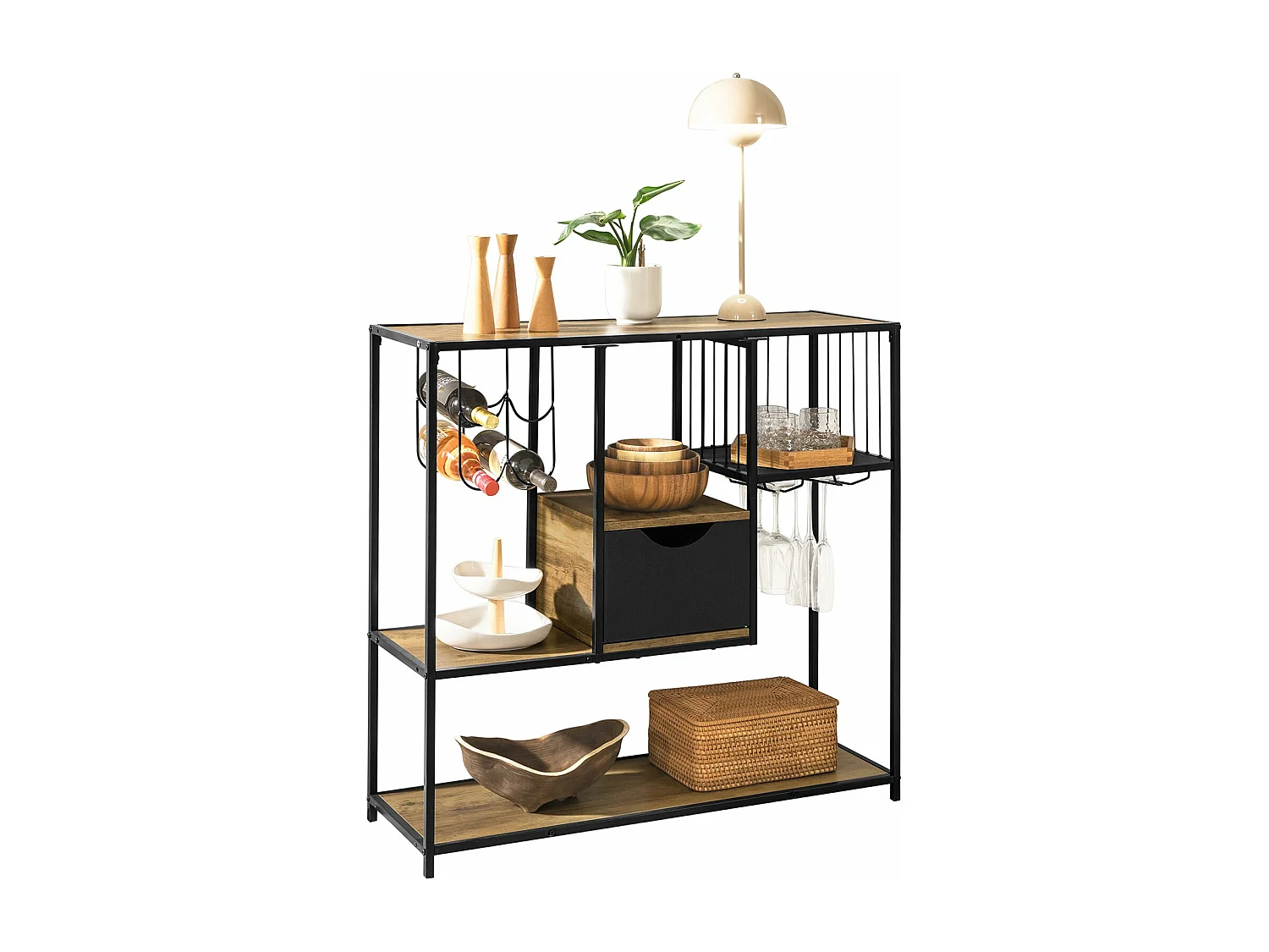 Table Console Table D’entrée Bout De Canapé Table D'appoint Buffet Avec 3 Etagères, Fsb56-f