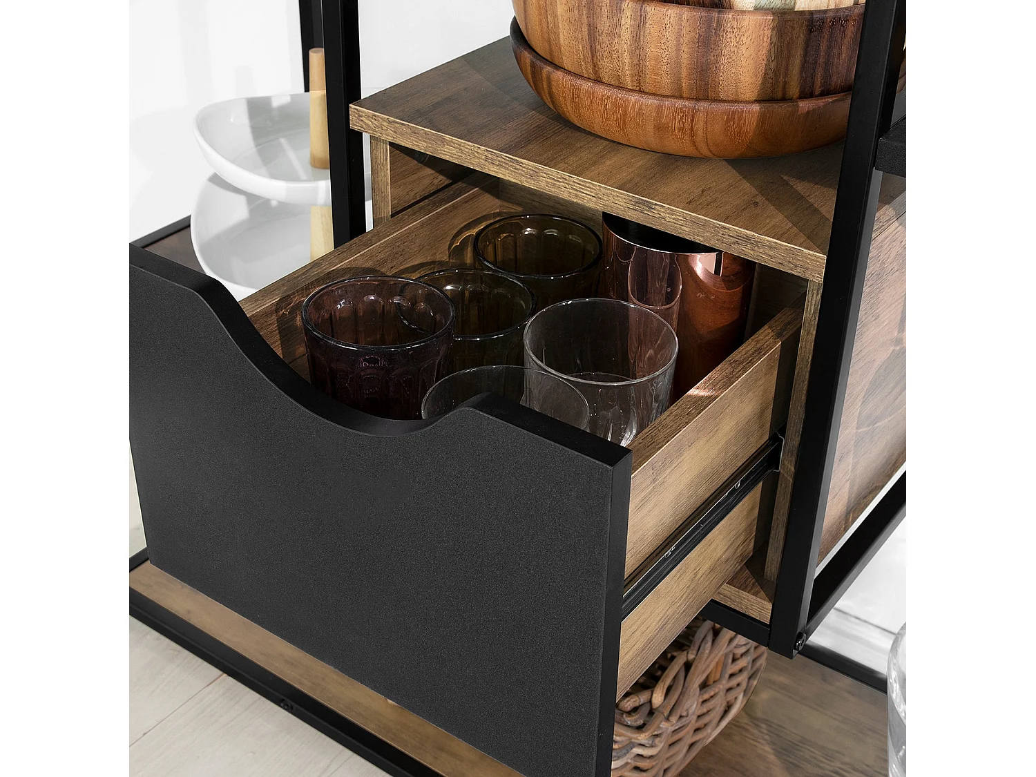 Table Console Table D’entrée Bout De Canapé Table D'appoint Buffet Avec 3 Etagères, Fsb56-f