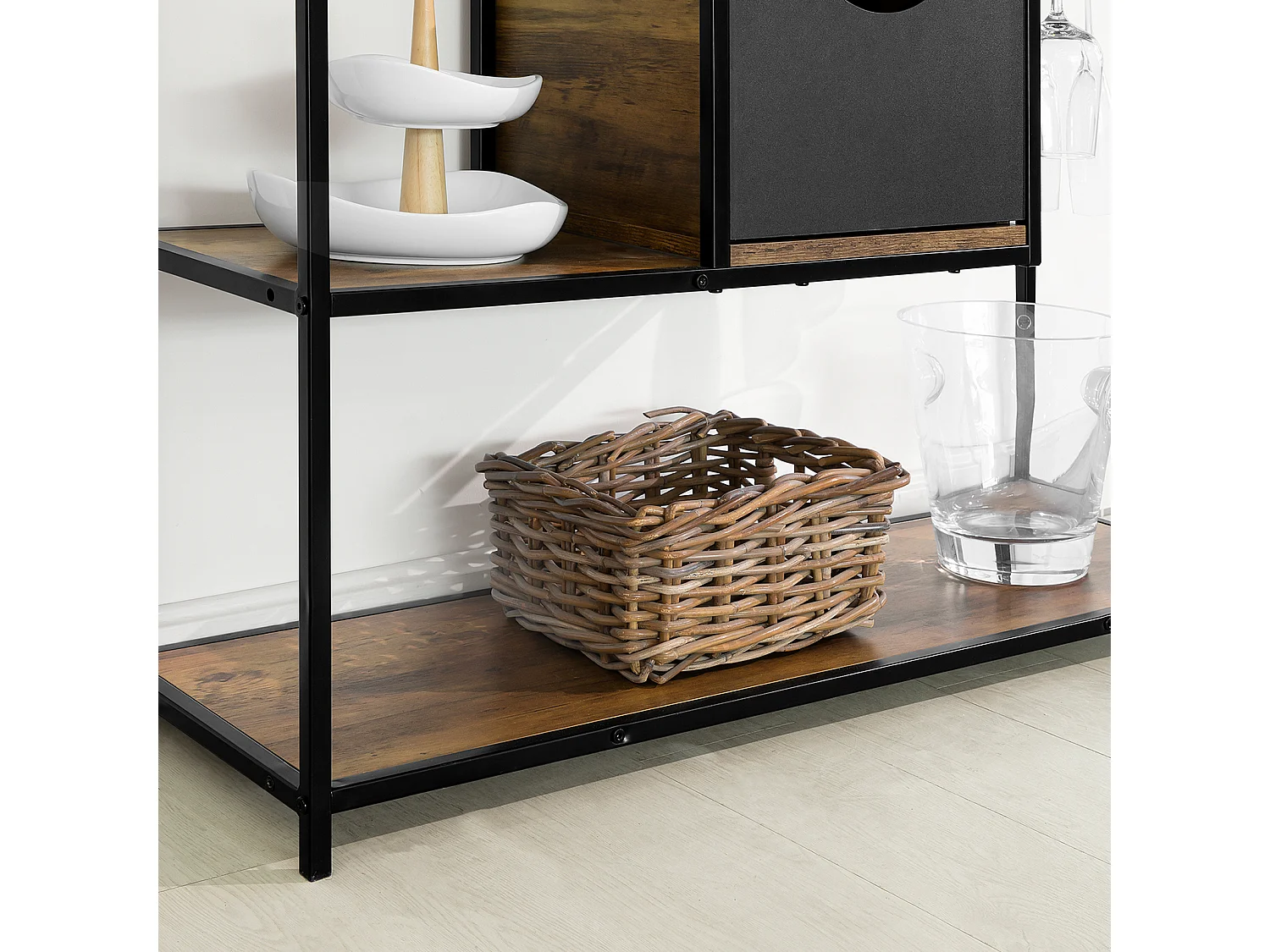 Table Console Table D’entrée Bout De Canapé Table D'appoint Buffet Avec 3 Etagères, Fsb56-f