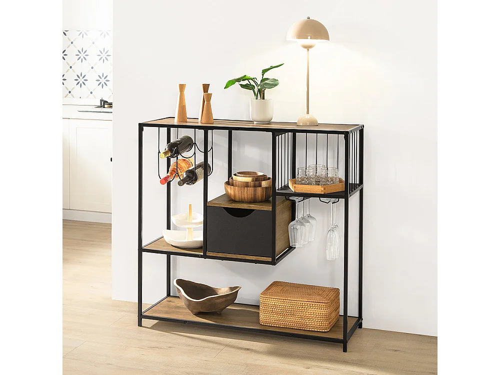 Table Console Table D’entrée Bout De Canapé Table D'appoint Buffet Avec 3 Etagères, Fsb56-f