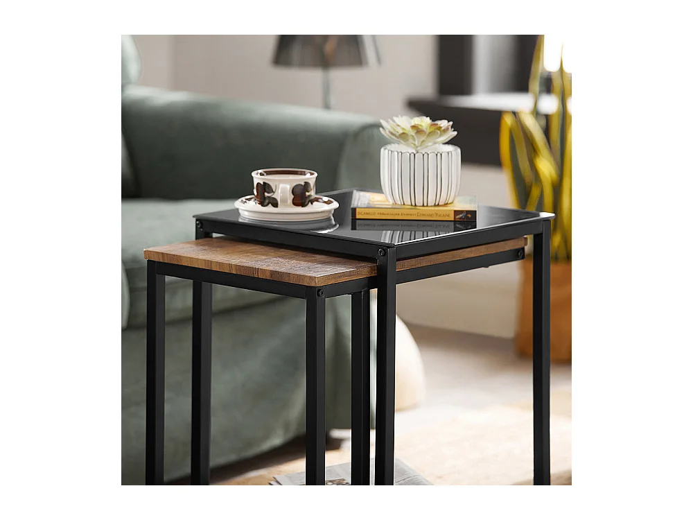 SoBuy FBT99-F Salontafel Set van 2 - Bijzettafel - Woonkamer Tafel - Decoratie Tafel - Salon Tafel - Koffietafel - Stapelbare