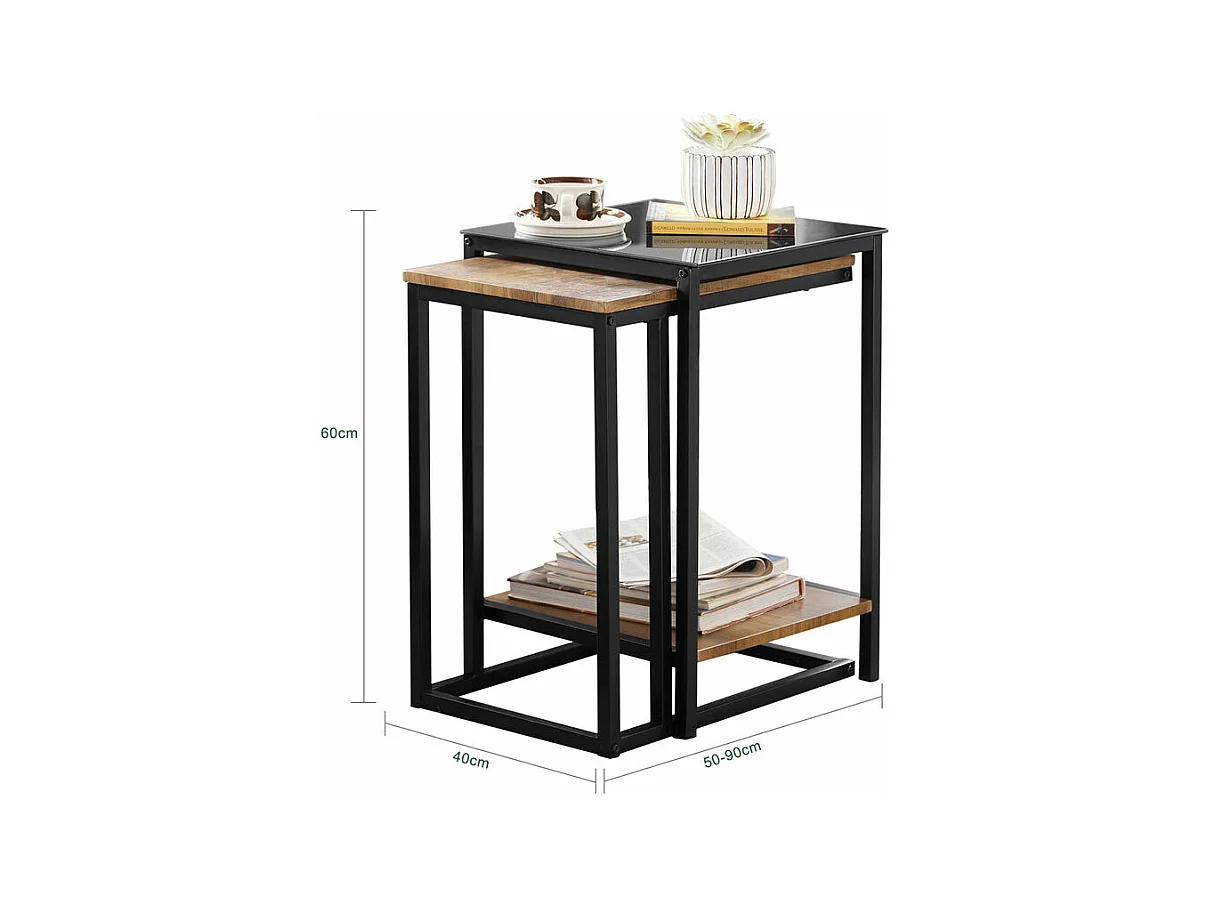 SoBuy FBT99-F Salontafel Set van 2 - Bijzettafel - Woonkamer Tafel - Decoratie Tafel - Salon Tafel - Koffietafel - Stapelbare