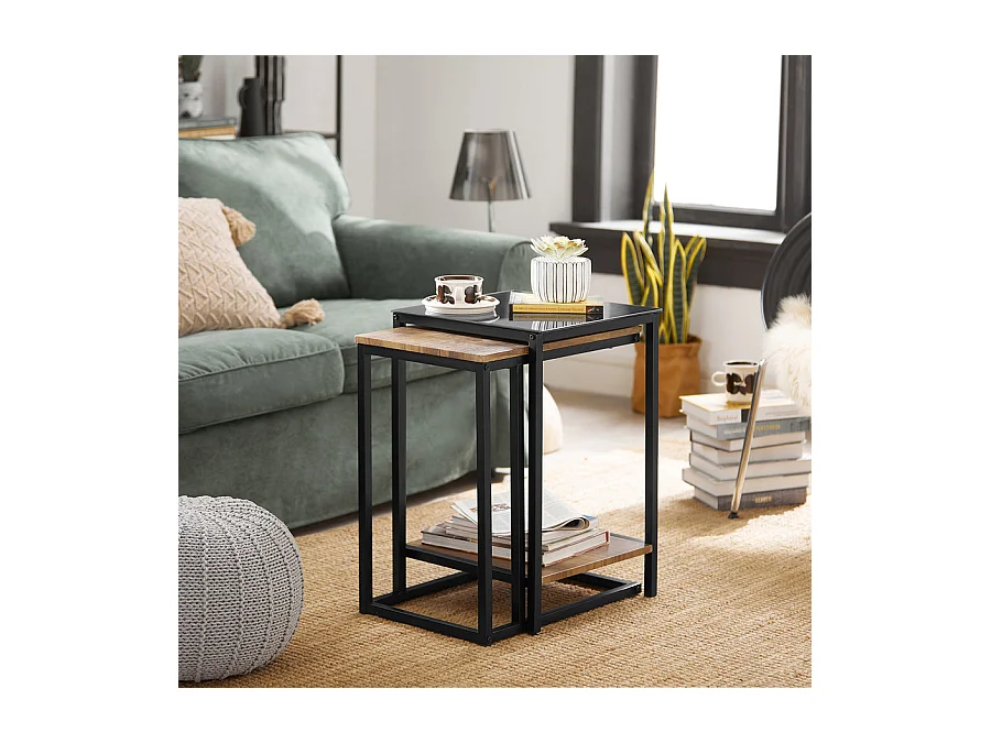 SoBuy FBT99-F Salontafel Set van 2 - Bijzettafel - Woonkamer Tafel - Decoratie Tafel - Salon Tafel - Koffietafel - Stapelbare