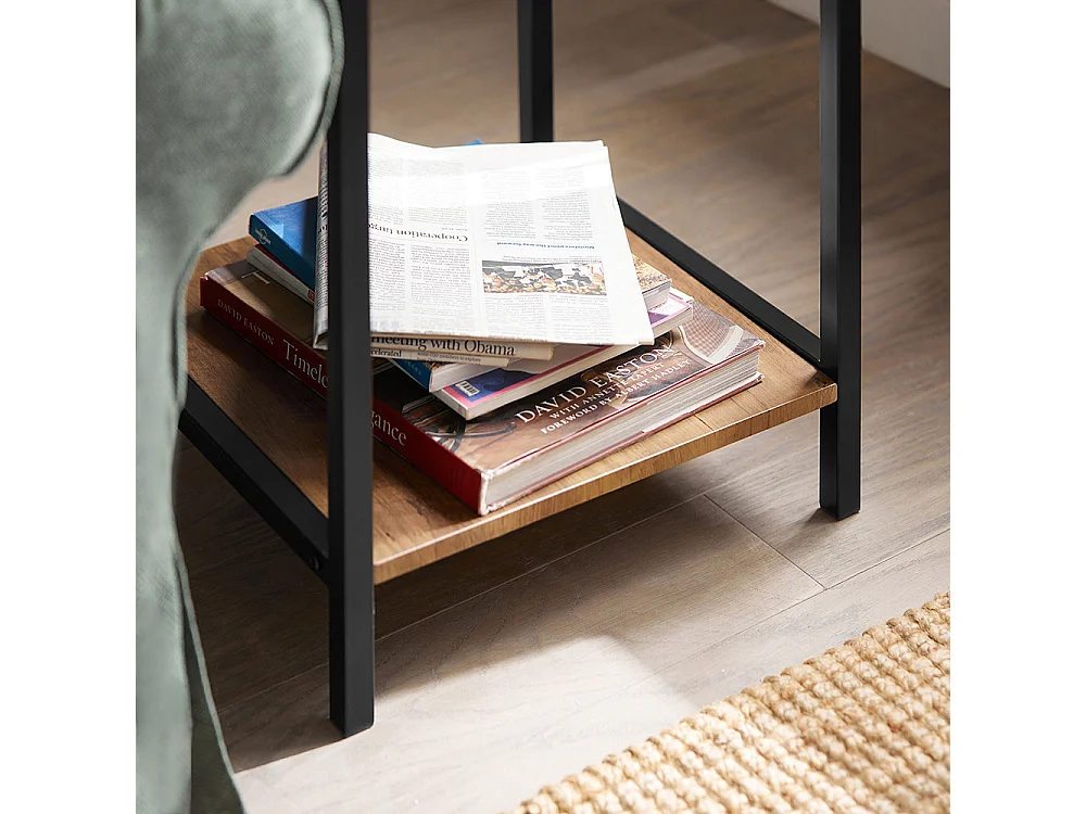 Tables Basses Gigognes, Lot De 2, Bouts De Canapé, Tables De Salon En Bois Et Verre Trempé, Fbt99-f